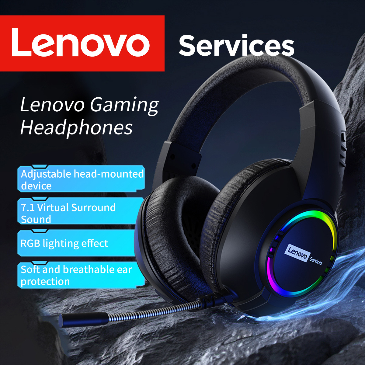 Pc Gaming Vr Headset - Lenovo E08 Gaming Headset 7.1 Virtual
