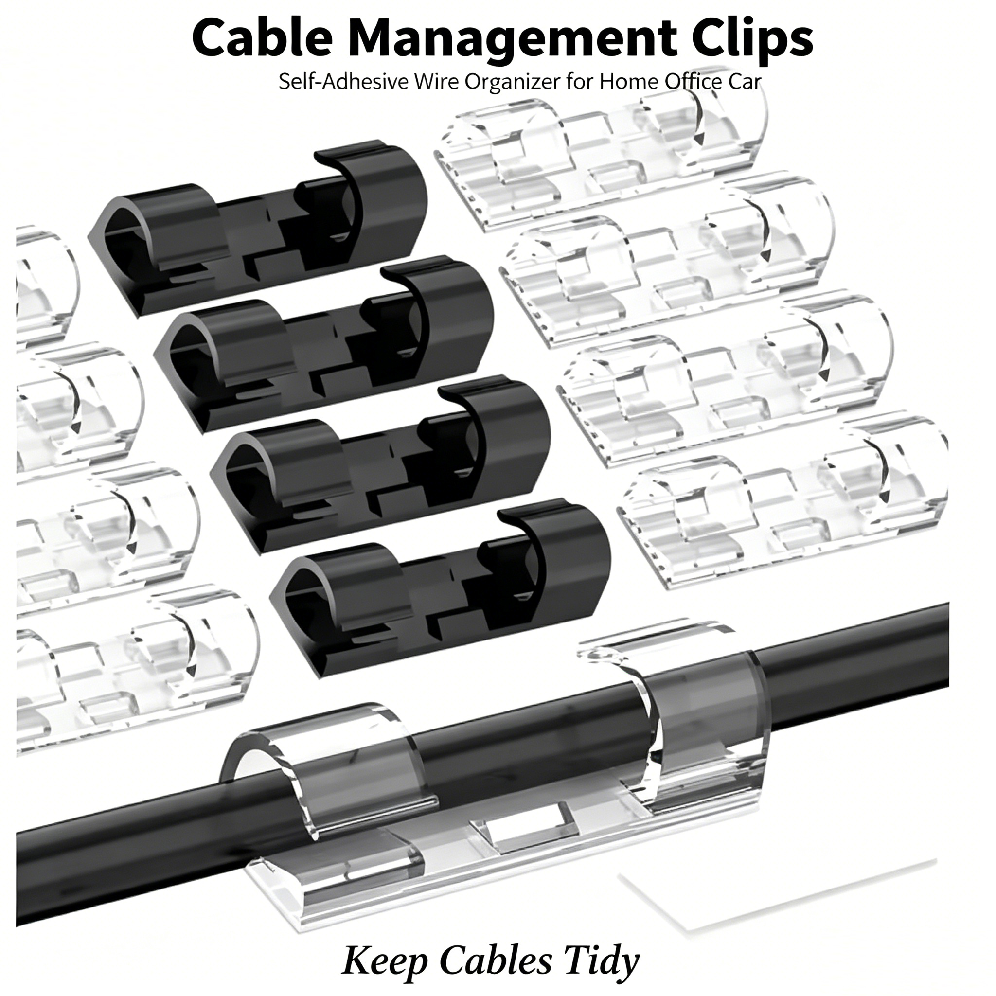 Cable Management Sleeve - Cable Organizer Clips Cable Management Desktop
