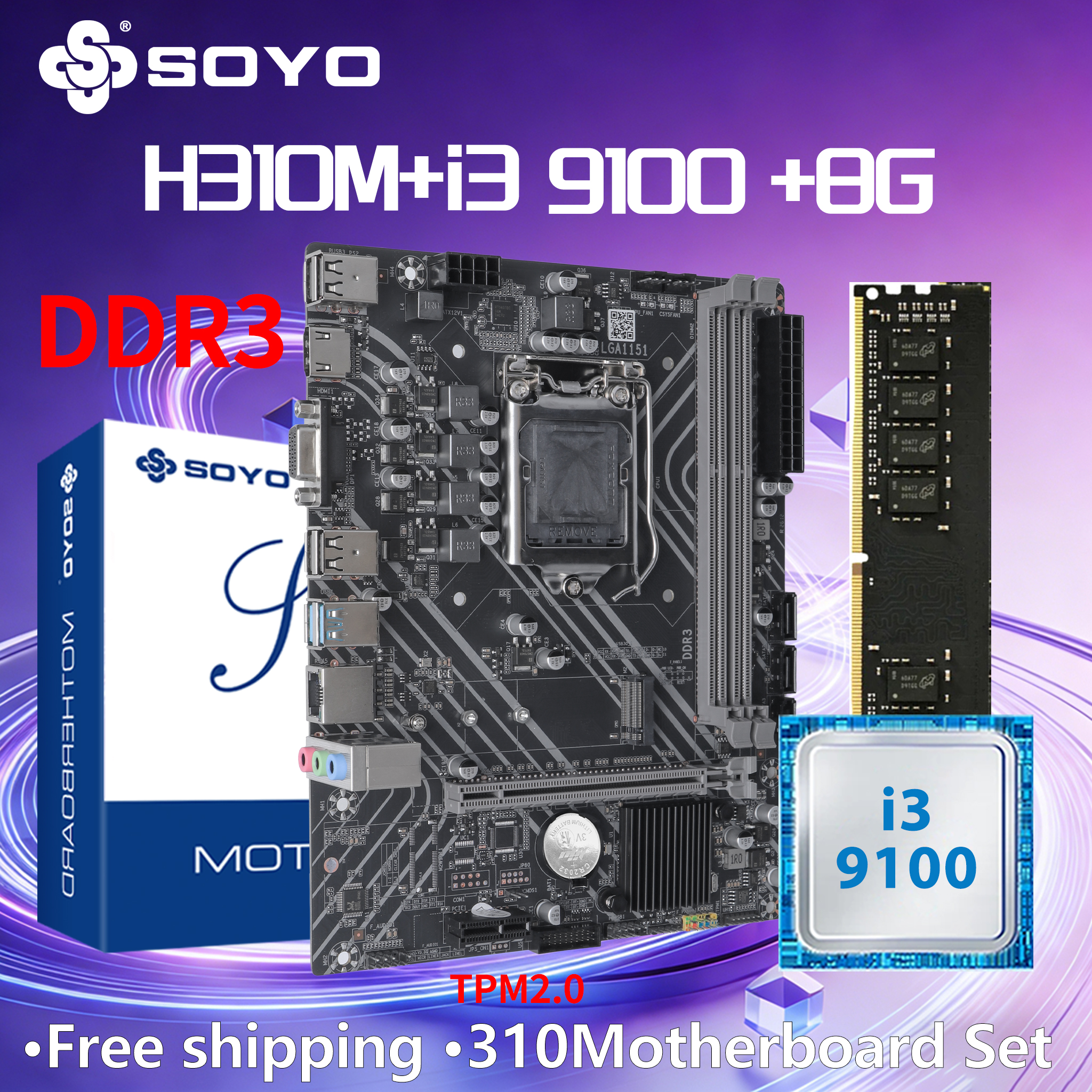 Pc Gaming Xeon - SOYO H310M DDR3 Motherboard i3 9100