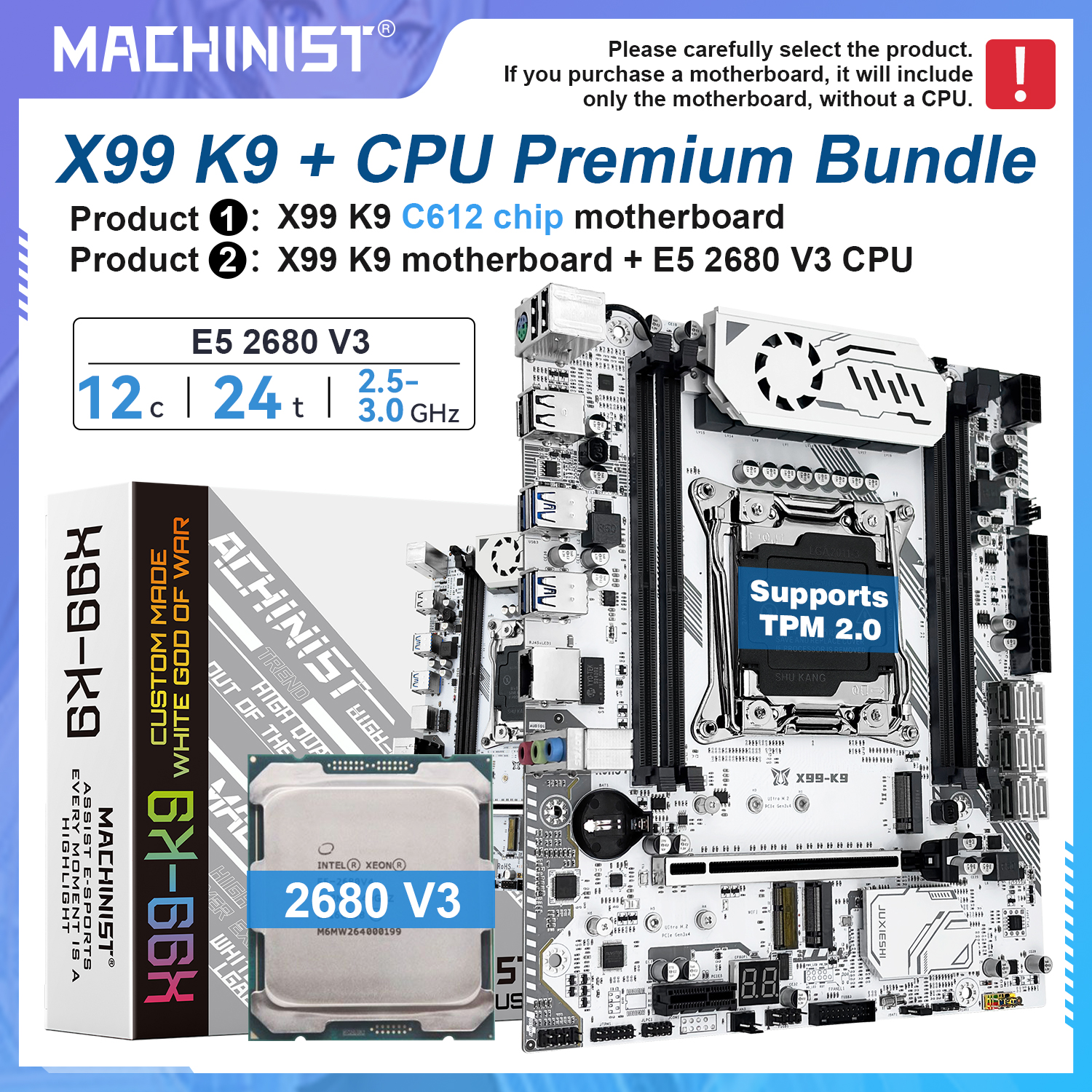 Pc Gaming Xeon - MACHINIST k9 X99 Motherboard LGA2011-3 Optional