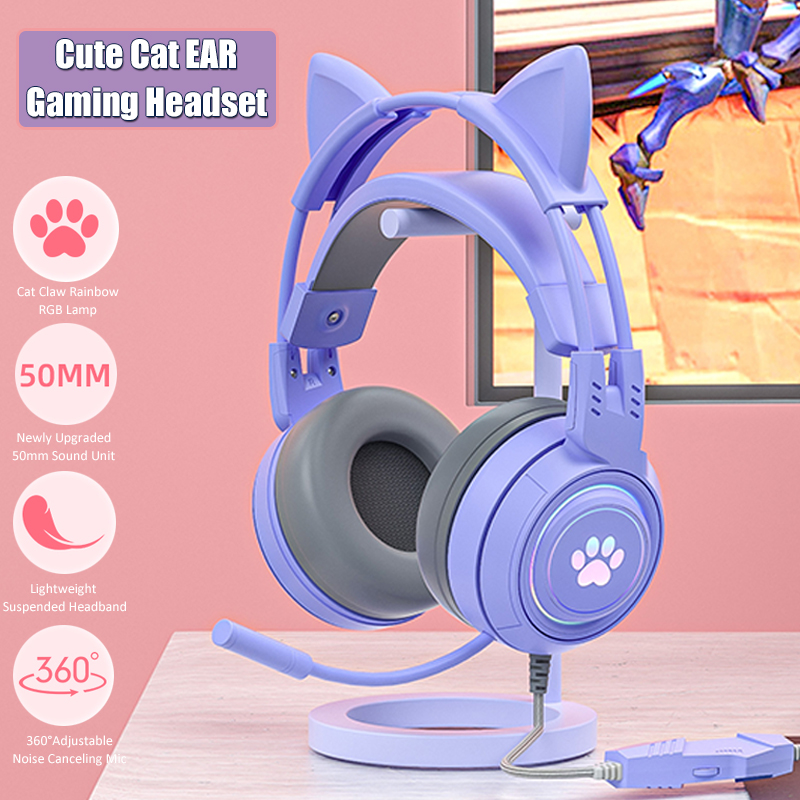 Pc Gaming Earphones - Cute Cat Ear Gaming Headphones with