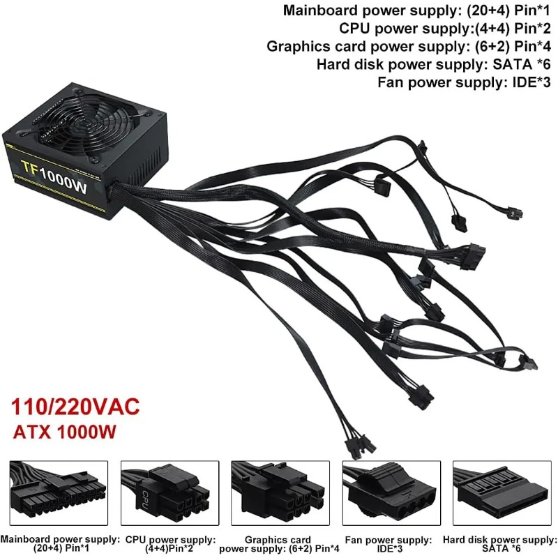 1000W 100-240V ATX Gold Power  - đánh giá và giá Pc Unit For Gaming