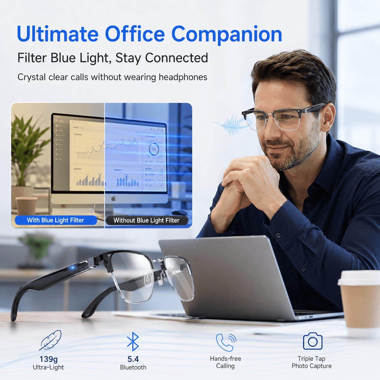 AIMB V2 Smart Bluetooth Glasse - đánh giá và giá Gaming Glasses Blue Light