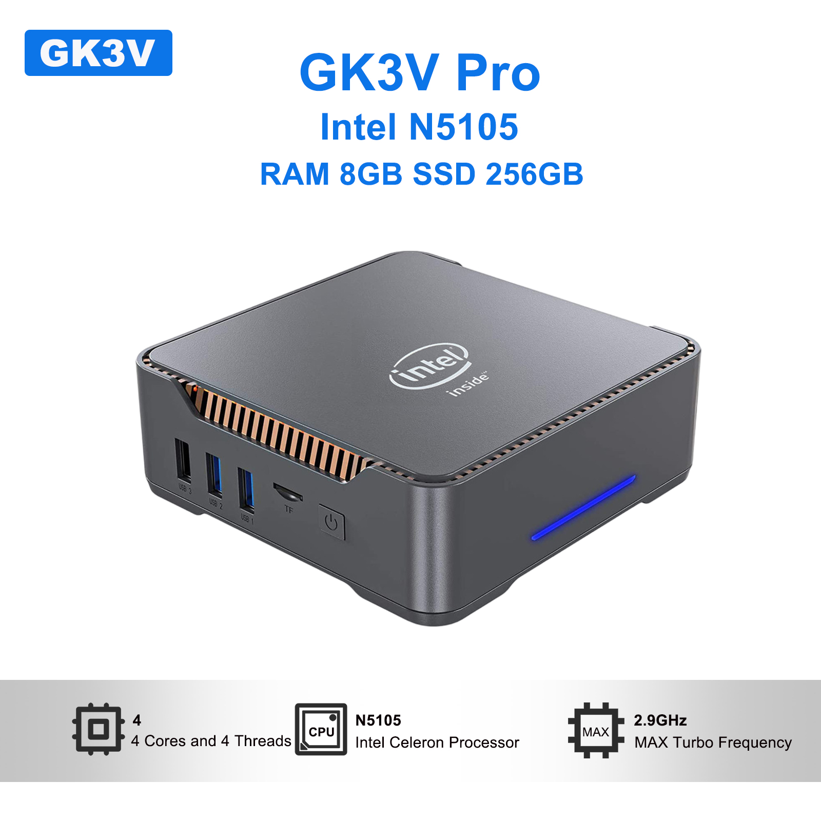 GK3V Pro mini pc Intel N5105 R - đánh giá và giá Pc Gaming Desktop