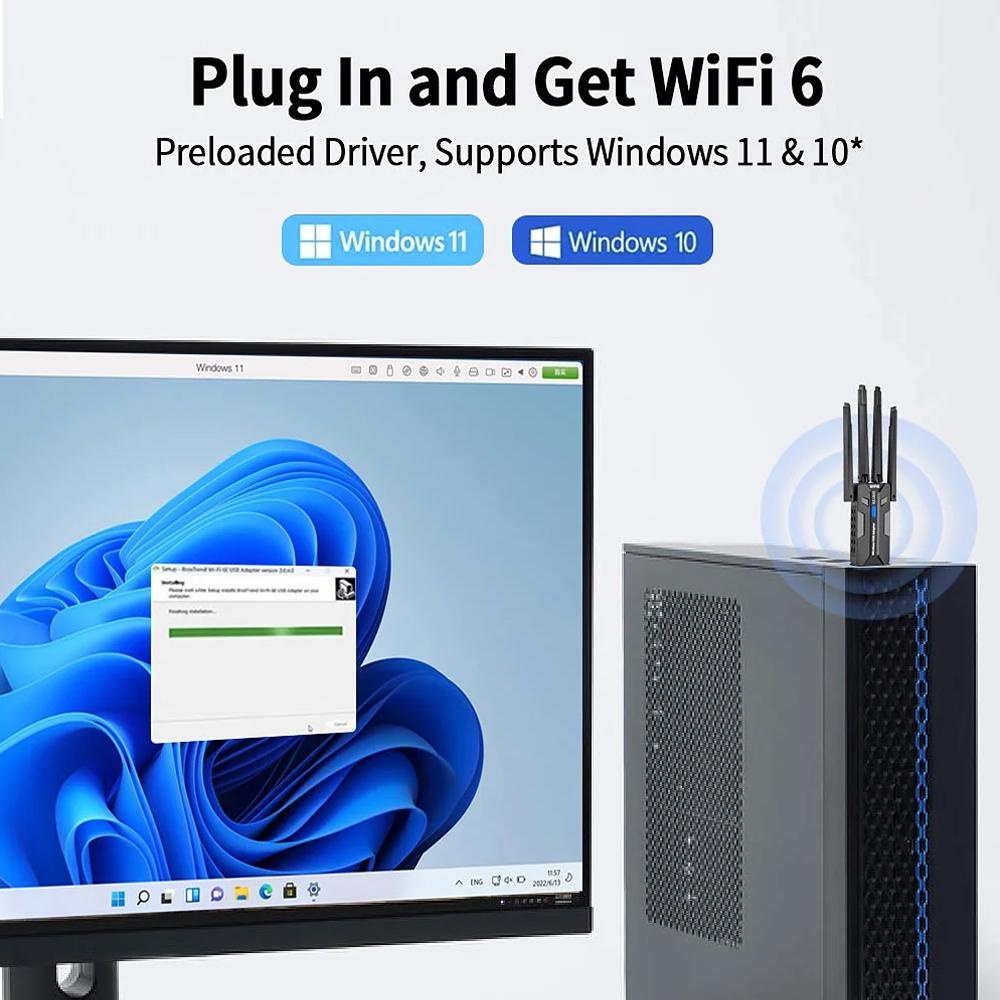 WiFi 6 USB Adapter 1800Mbps Du - đánh giá và giá Pc Gaming Desktop